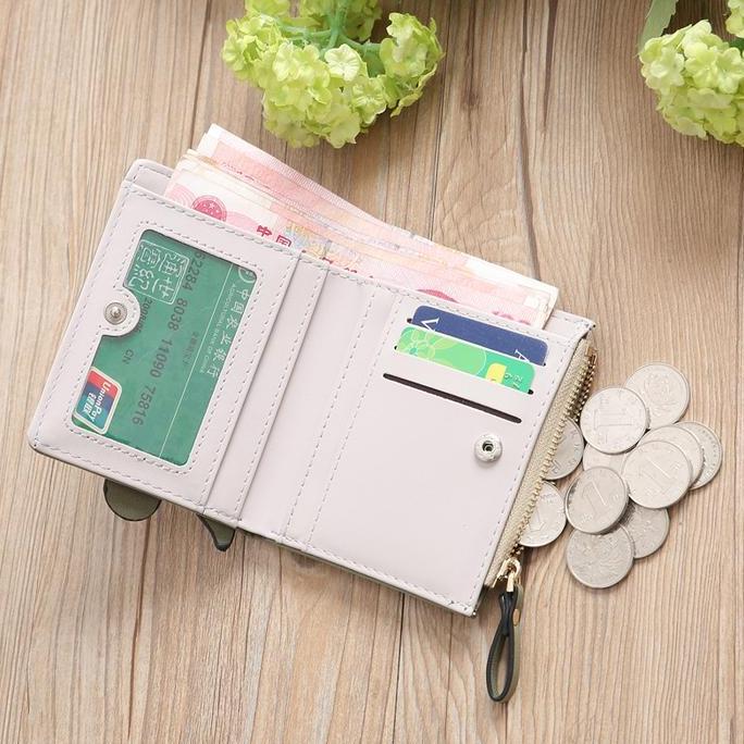 Dompet Minimalis Dompet Lipat Wanita Mini Kulit Hijau Grezma Wa799G2 Karakter Lucu Kecil Slot Kartu 