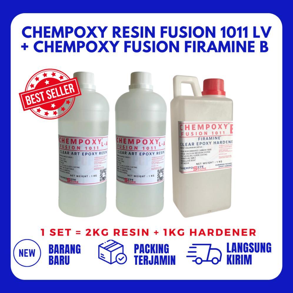Epoxy resin - chempoxy fusion 1011 LV + chempoxy fusion firamine B -  2 kg Resin+ 1kg Hardener untuk
