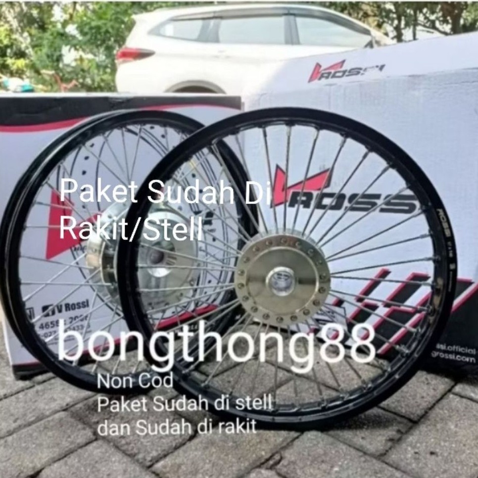 Paketan velg vrossi hitam Glossi ring 17 Jari jari crome Stel lurus 140 140  Beat Vario 125 150 beat
