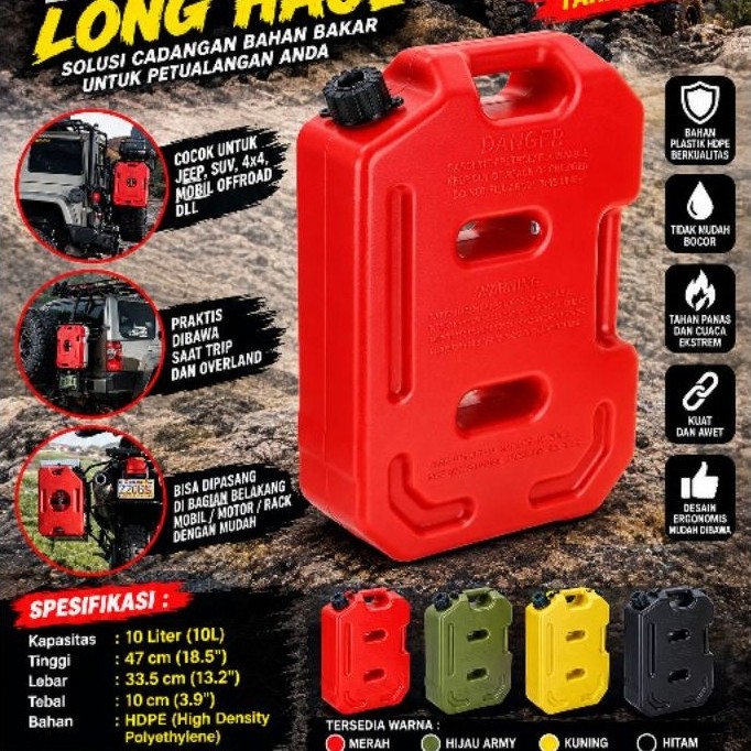 jerigen 10liter/jeep gerijen 10l/jerigen longhaul 10liter/jerigen 10liter jeep/tangki cadangan 10lit