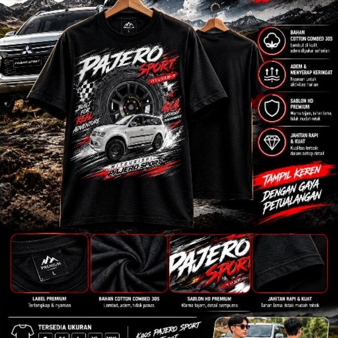 KAOS UNISEX ANAK ANAK MOBIL PAJERO SPORT TERBARU