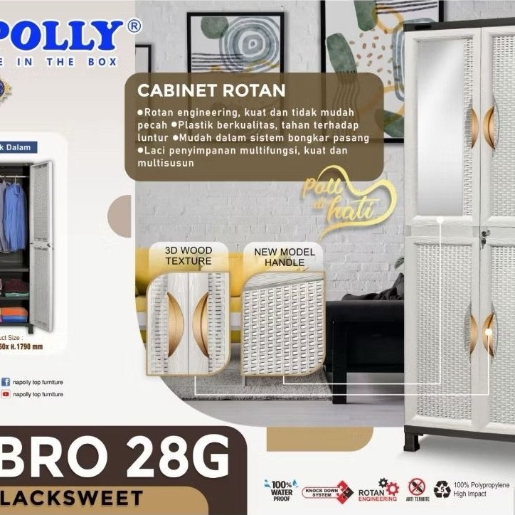 LEMARI PLASIK NAPOLLY JUMBO CABRO 28G BLACKSWEET | BCBC | CABRO NAPOLLY LEMARI RAK + GANTUNGAN