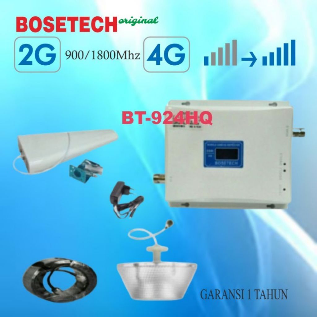 BOSETECH BT-924HQ DUALBAND 2G 4G LTE PENGUAT SINYAL HP 900/1800GHZ NETWORK GSM REPEATER ANTENA PERIO