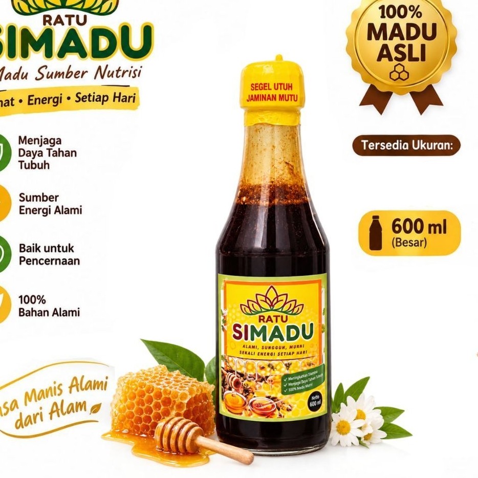 Ratu Simadu Madu Asli 100% Bahan Alami Rasa Manis Alami dari Alam 600ml