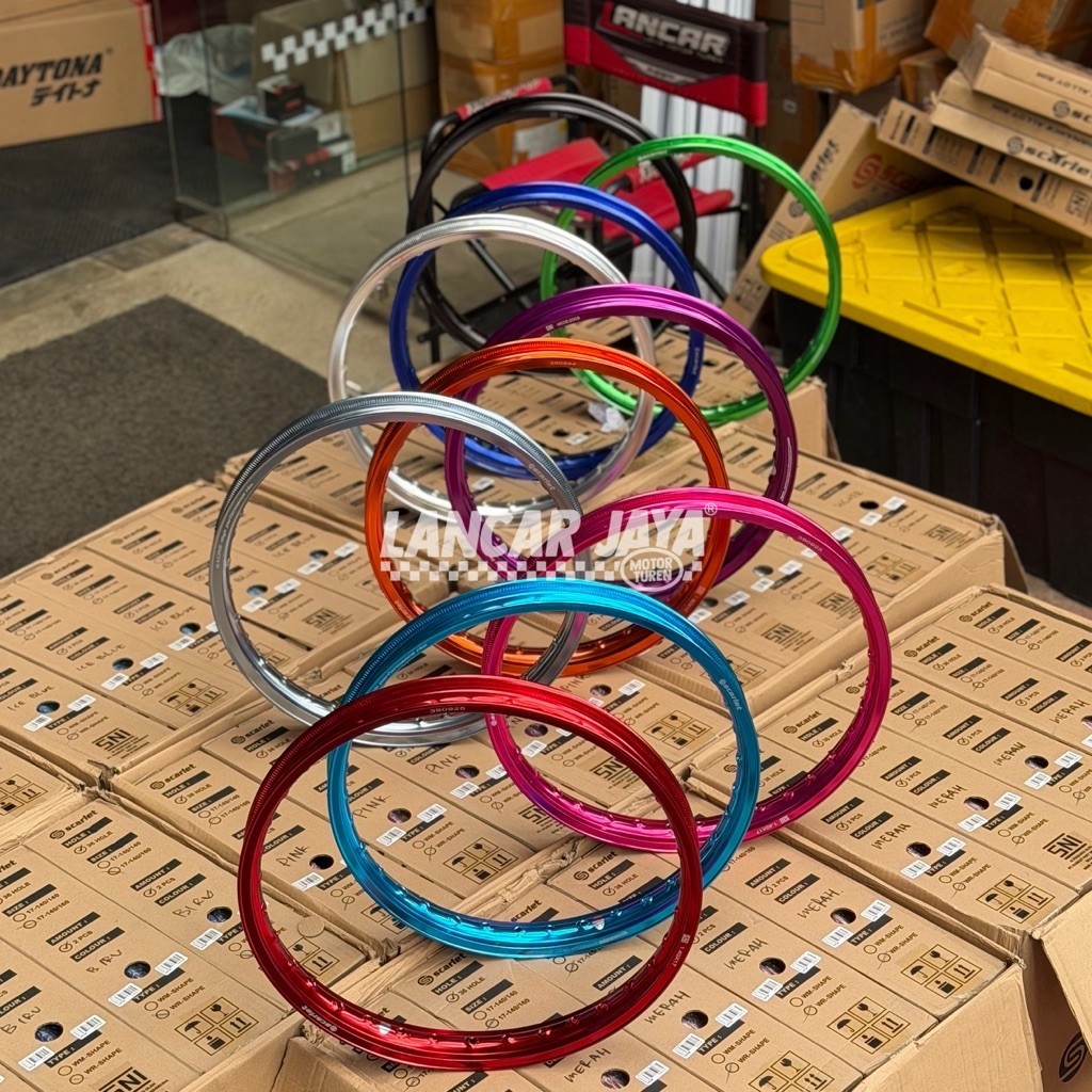 vleg ruji scarlet 140 160 185 ring 17 WR hitam silver titanium hijau merah ungu iceblue pink orange 