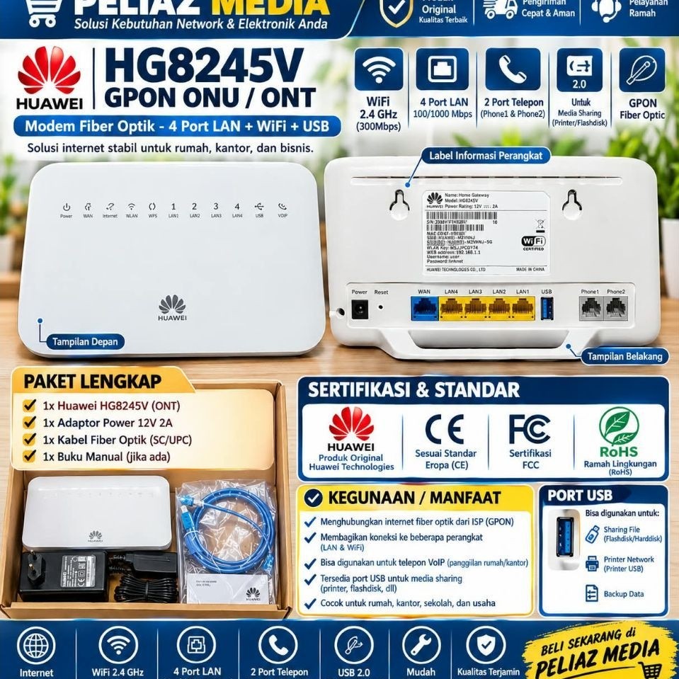 MODEM ROUTER HUAWEI LG8245V 5G NEW / BARU FULL SET