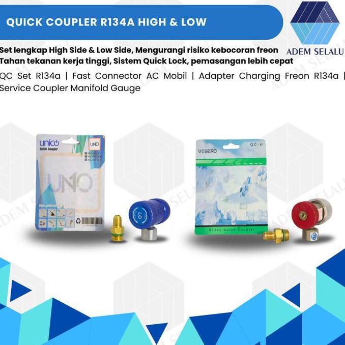 DV221 - Quick Coupler R134a High & Low | QC Set R134a | Fast Connector AC Mobil | Adapter Charging F
