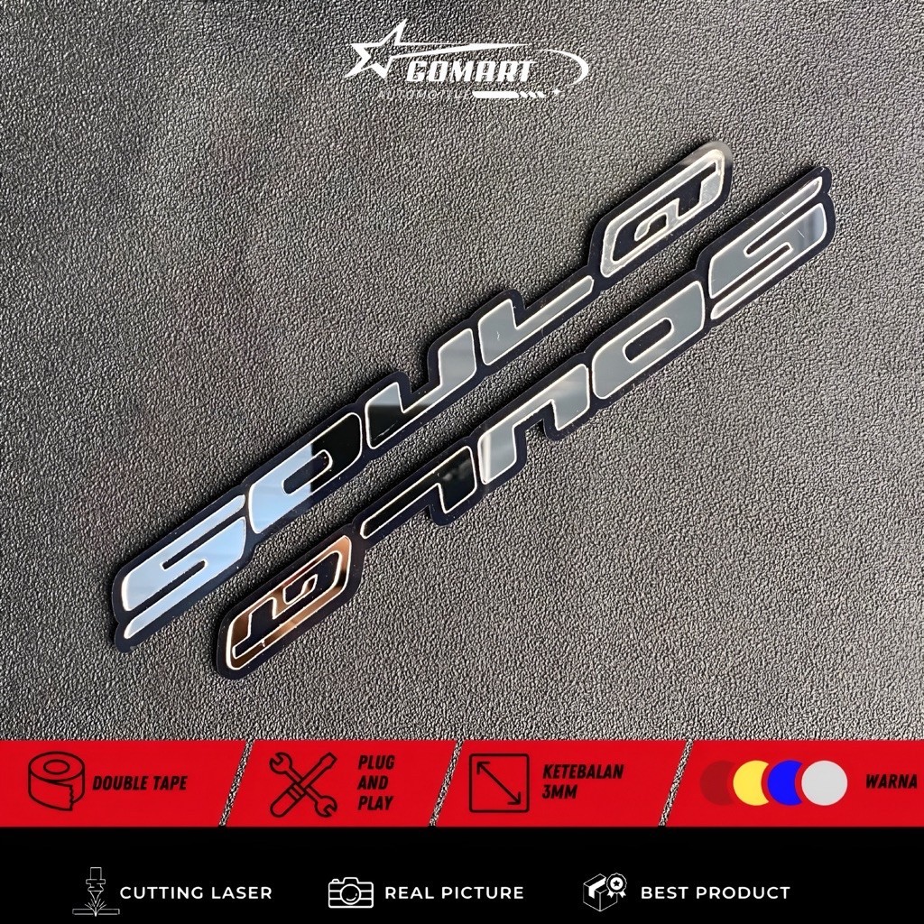 2PCS EMBLEM SOUL GT SILVER TIMBUL 3D STIKER EMBLEM MOTOR MIO SOUL GT TIMBUL 3D SEPASANG KANAN DAN KI