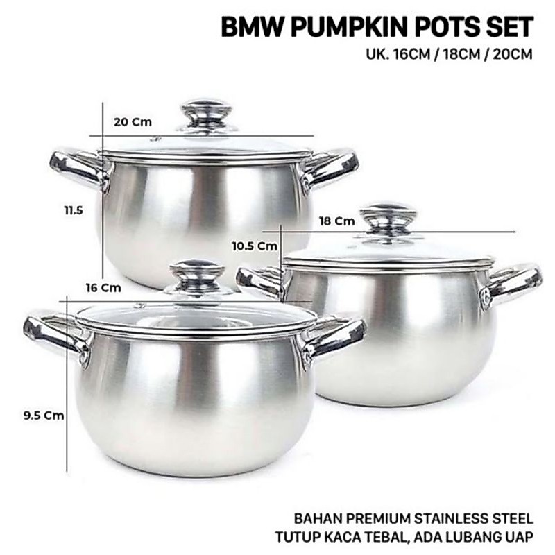 Panci Pumpkin pots 3 pcs