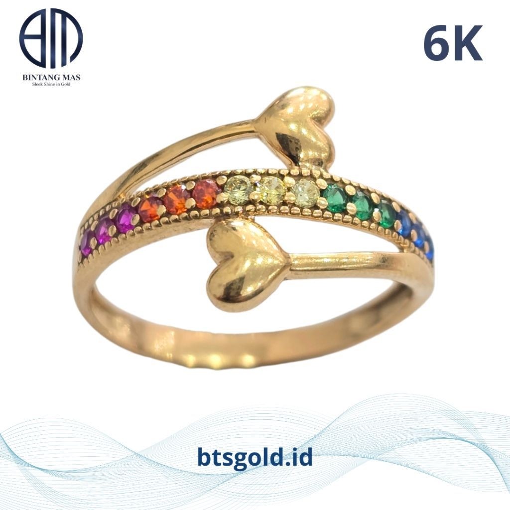 Cincin Emas Love Rainbow | 6K