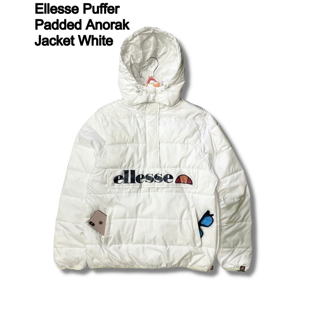 Ellesse Puffer Padded Anorak Winter Jacket White Original Unisex