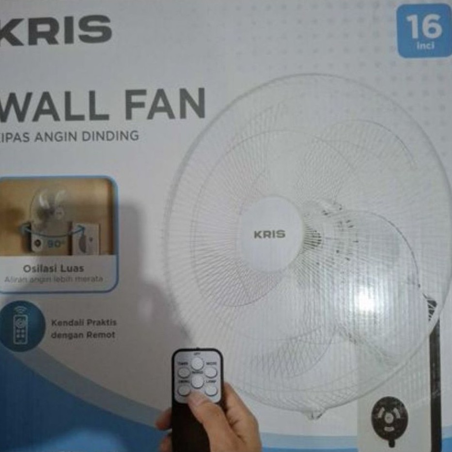 kipas angin dinding wall fan kris 18inc type silent remote