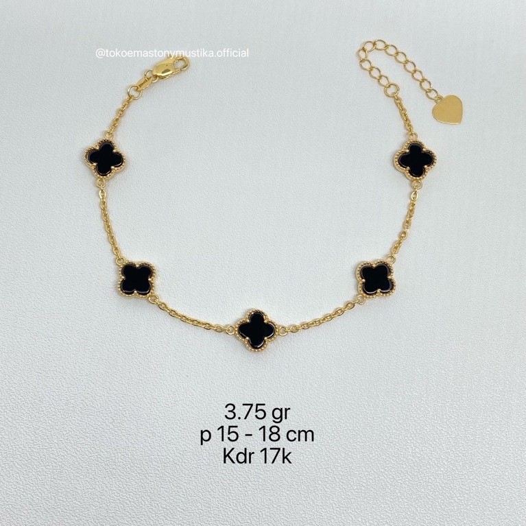 Gelang Emas Model Bunga Hitam Gold 17K