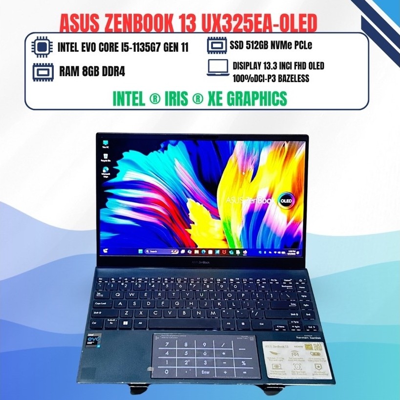 ASUS ZENBOOK 13 UX325EA OLED CORE I5-1135G7 RAM 8GB SSD 512GB 13.3INCI OLED
