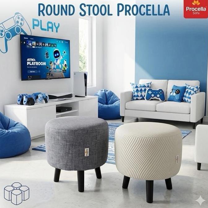 (Masterpiece) Olympic Sofa Bundar Procella Mushroom Stool Kursi Bundar Round Stool Kursi Tamu Bulat 
