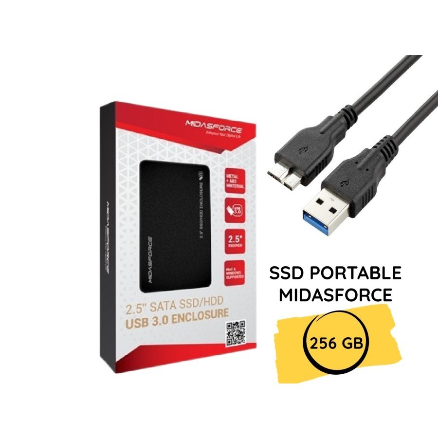 MIDASFORCE Ssd Portable 256gb Usb 3.0-Ssd External Midasforce 256GB