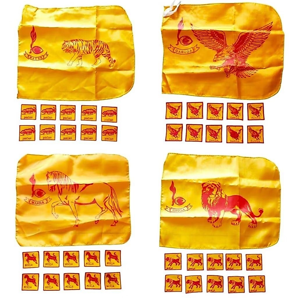 ( 1 Paket = 1 Bendera Regu + 10 Bet Regu ) REGU PRAMUKA KUNING Nama2 Nama Hewan untuk PUTRA