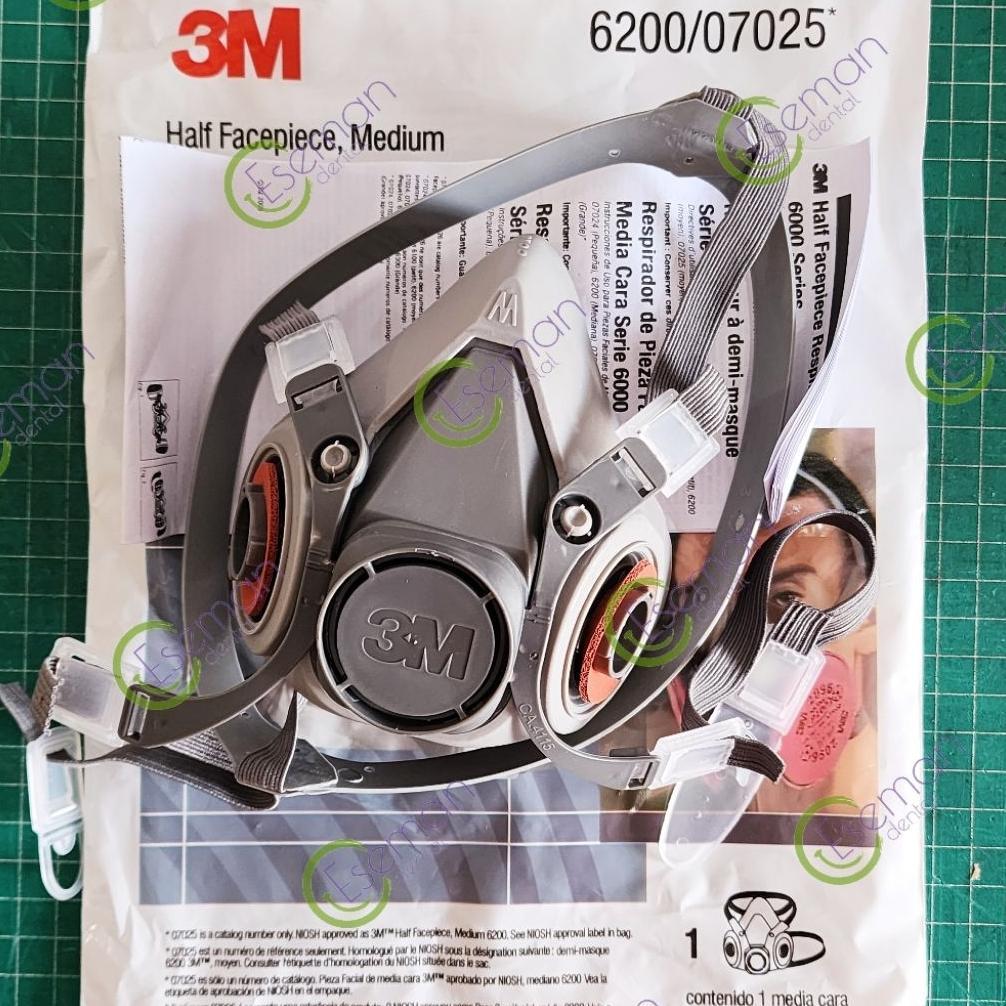 3M 6200 Half Face Respirator Masker Silikon Pabrik Medis N95 P100 Cartridge 6001 6003 6006 7093 Orga