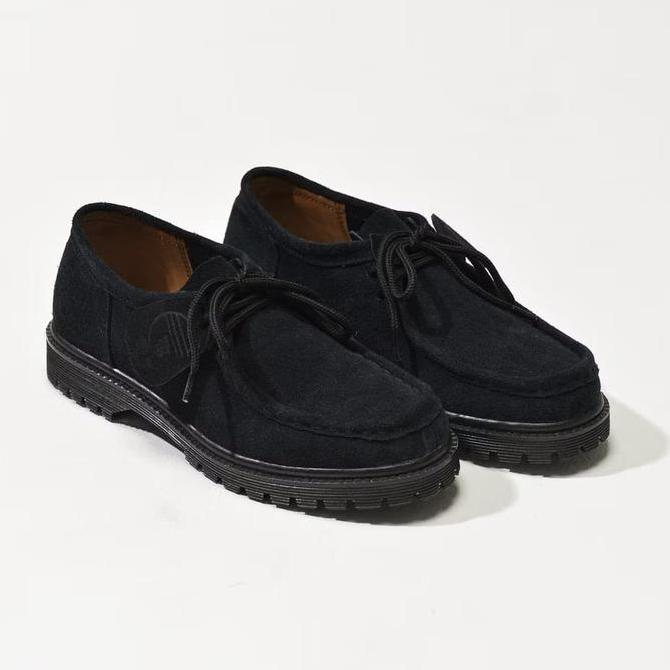 Sepatu Kasual Pria Wallabee Shoes Clark Spatu Chunky Pantopel Unisex Hitam KSS