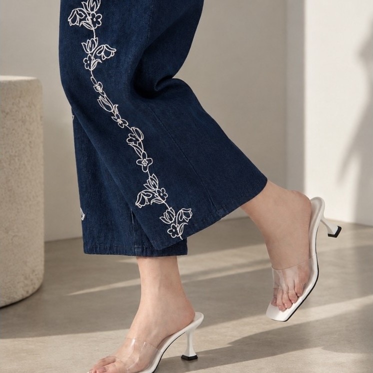 Vimemo Valerie - Heels Wanita 7cm Transparan | Sandal Heels Square Toe Elegan Nyaman Kerja Kondangan