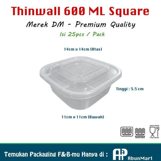 Thinwall 600 ML Square (DM) @25pcs