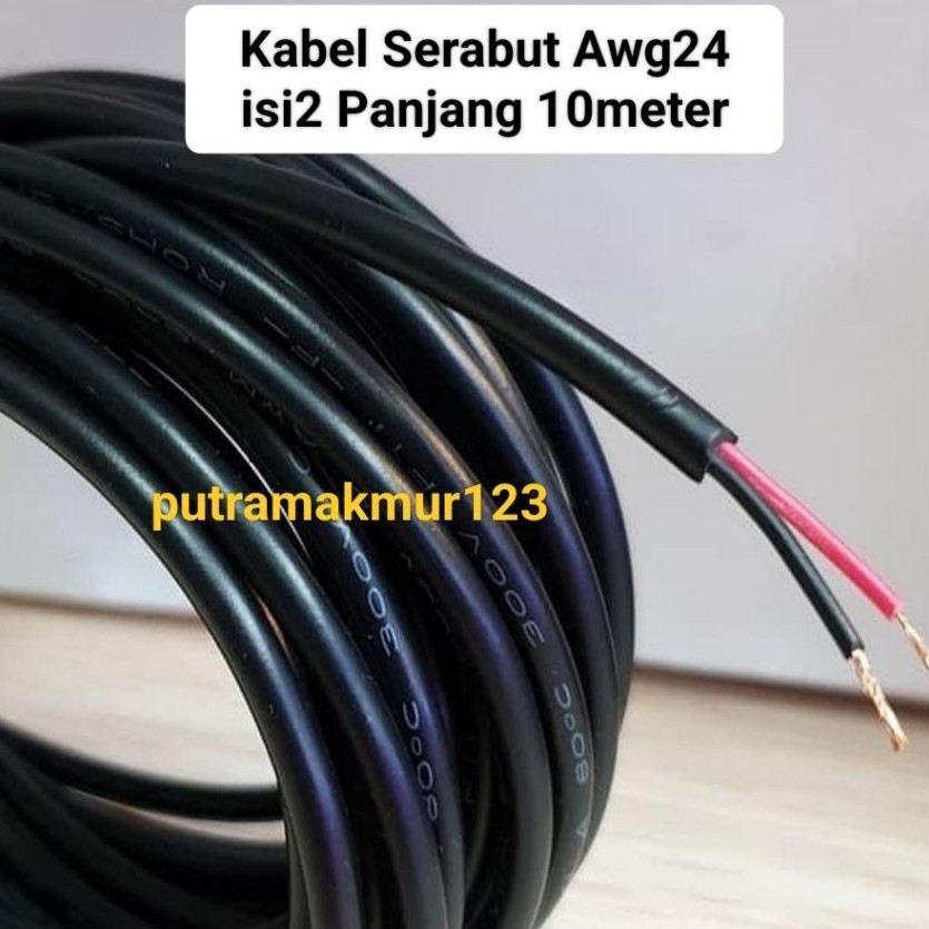 Kabel Awg24 2 Jalur Kabel Serabut Per/ 10meter - Kabel Awg24 isi 2