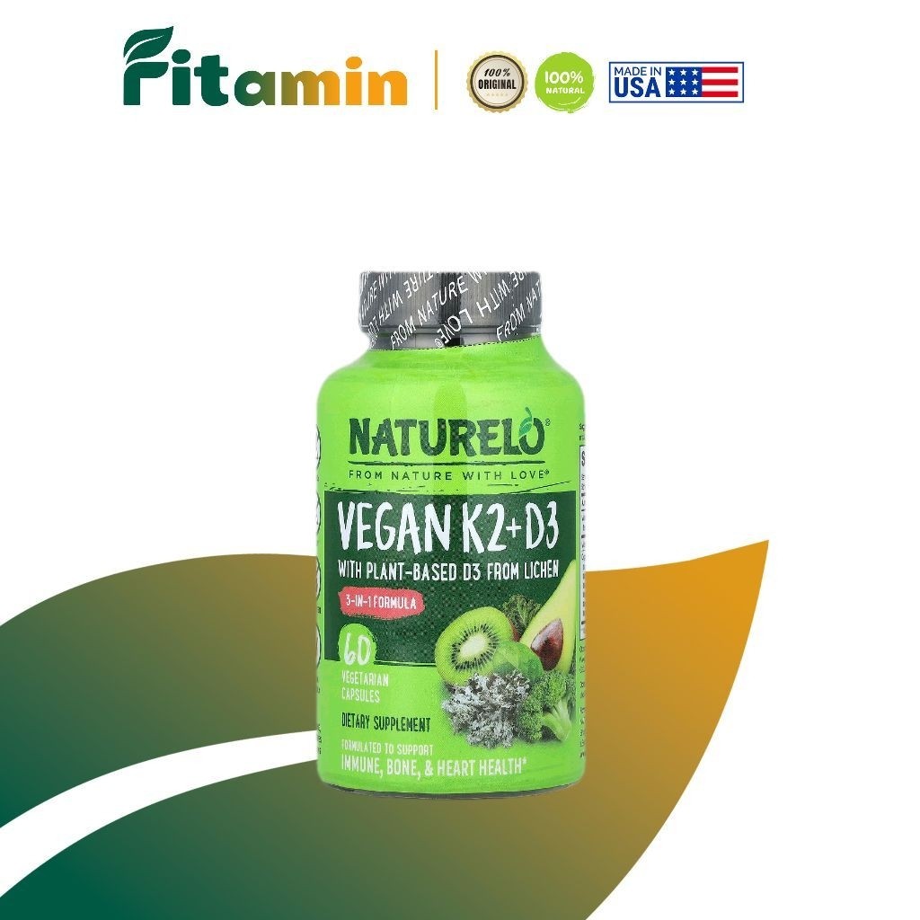 Naturelo Vegan K2+D3 60 Vegetarian Capsules USA