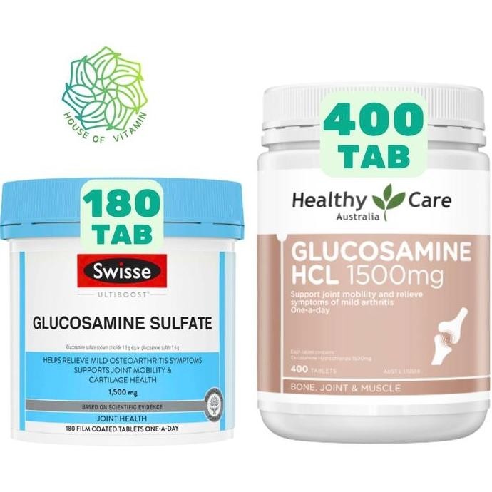 Healthy Care Glucosamine HCL 1500mg 400 Tablet / Swisse Glucosamine Sulfate 1500mg 180 Tablets  Aust