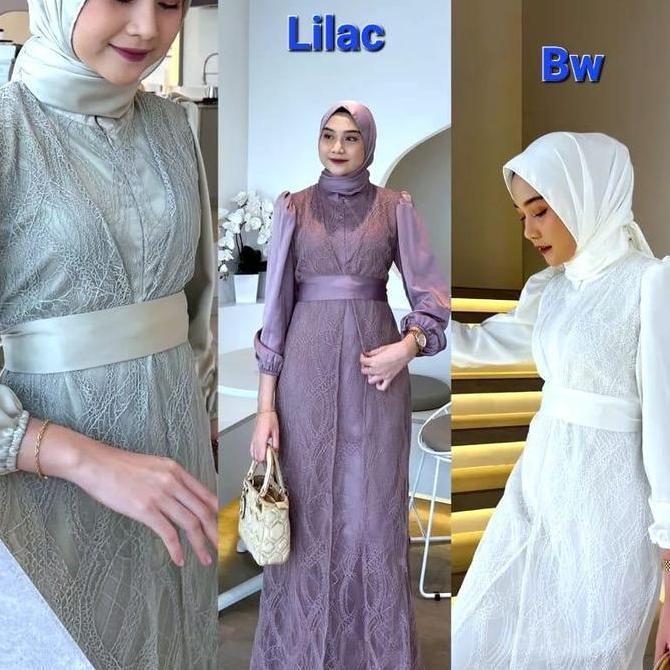 Gamis Yeva Dress Brukat Busui Friendly/ Gamis Elegan Kondangan Pesta Mewah Premium Terkini Gaun Rema