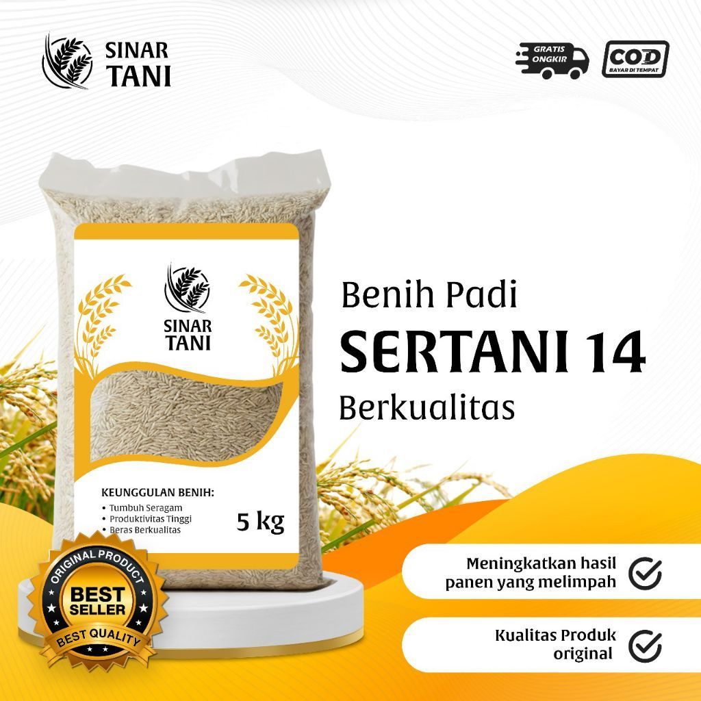 Benih padi bibit padi SERTANI 14 kualitas original.kemasan 5kg