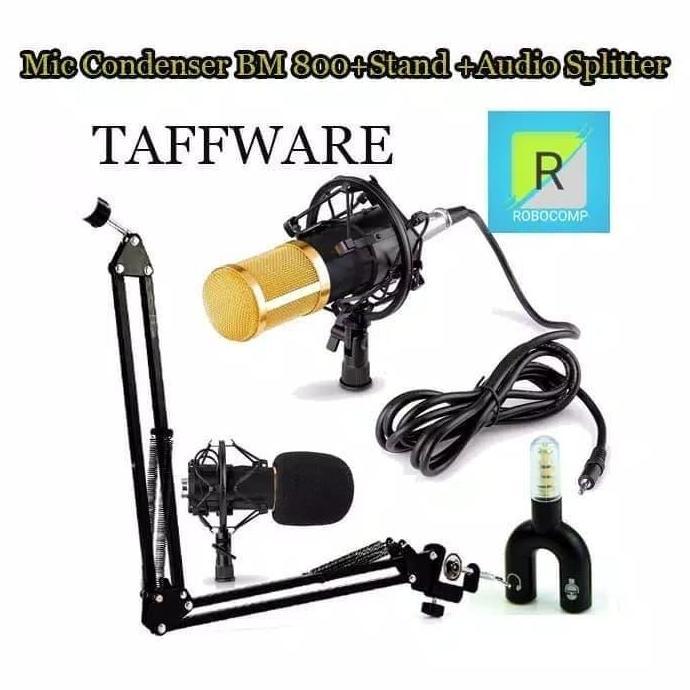 Paket recording smule mic condenser BM800 Original TAFFWARE Full Set