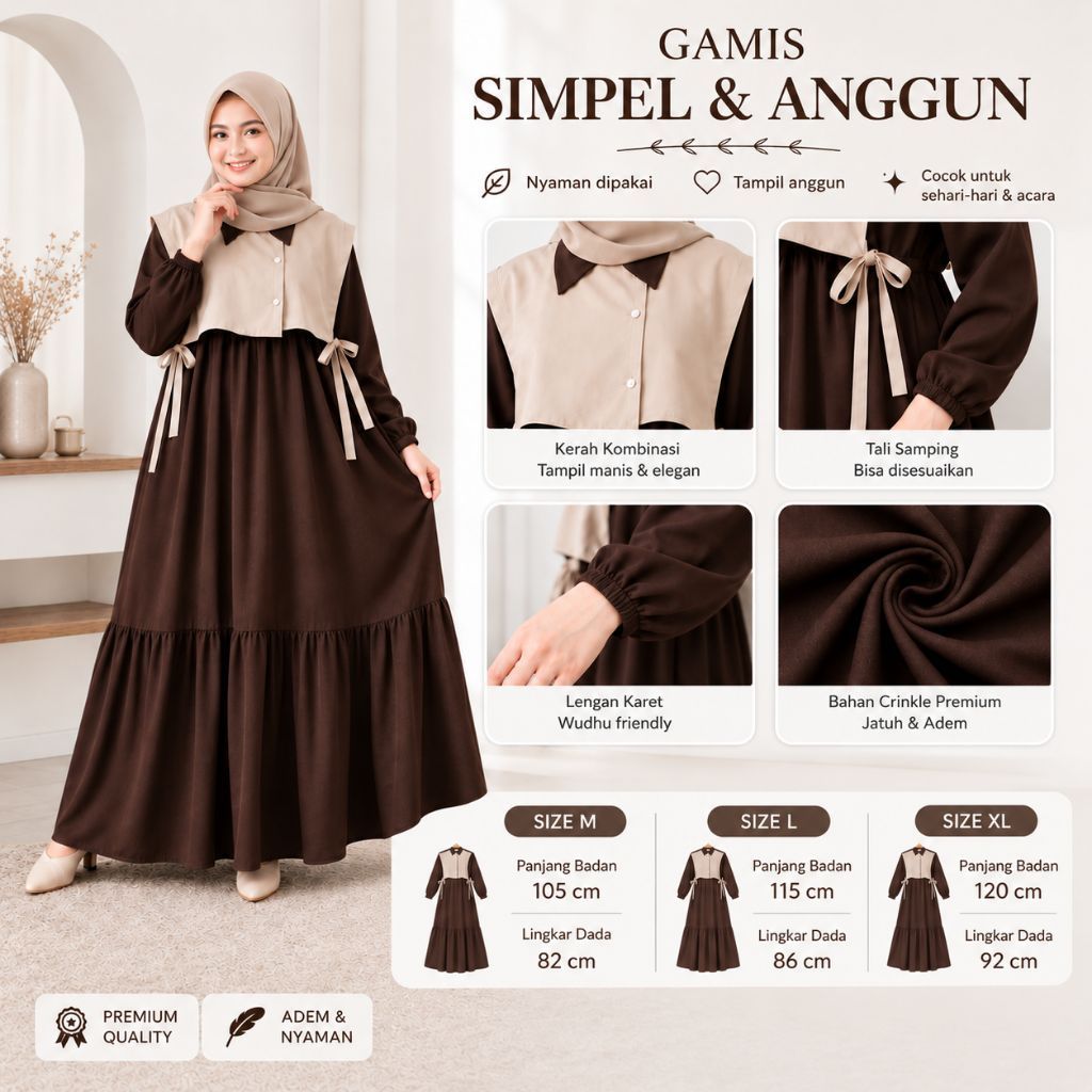 Gamis Anak Perempuan 7-16 Tahun Terbaru | Dress Muslim Remaja | Gamis Rompi Elegan Premium