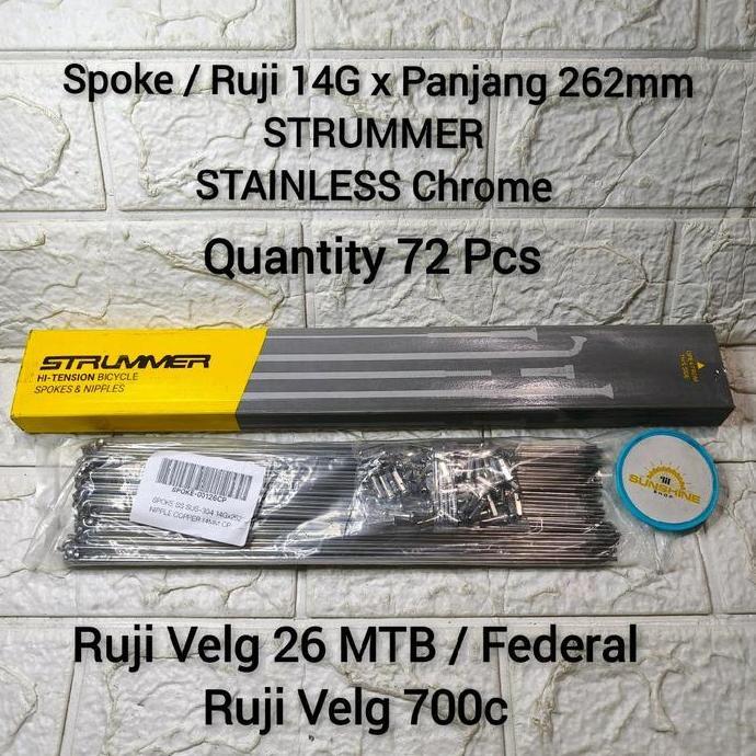 Spoke Ruji Jari 262 STRUMMER Stainless Chrome 14G x 262mm Rims 26 MTB Federal Velg Datar Dan Rim Roa