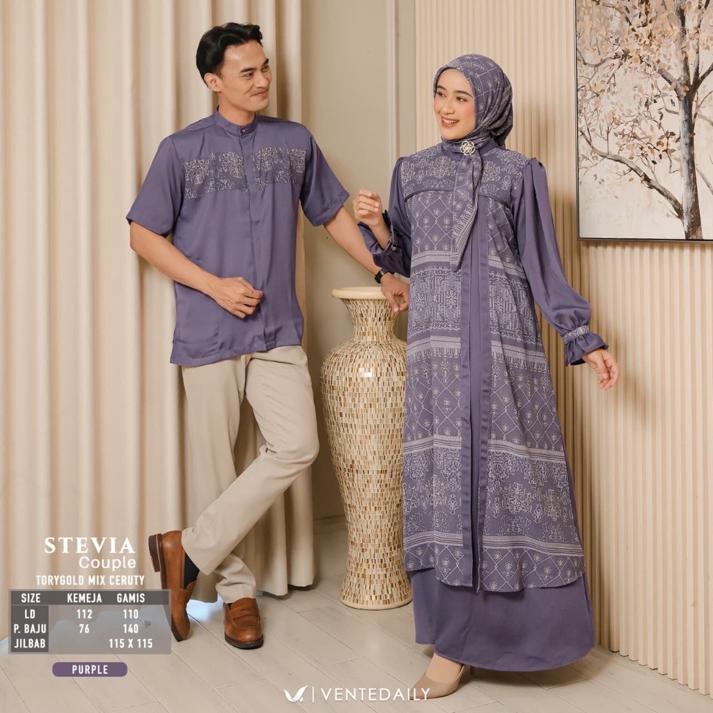 ( NAY.ID ) Stevia Couple Set Hijab Setelan Couple Lebaran Anggun by Vente Daily