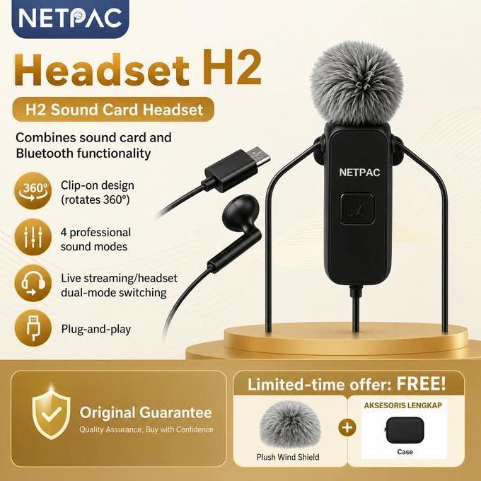 Kelld- Netpac H Wired Sound Card Mic Jepit Bluetooth Soundcard Audio Laptop