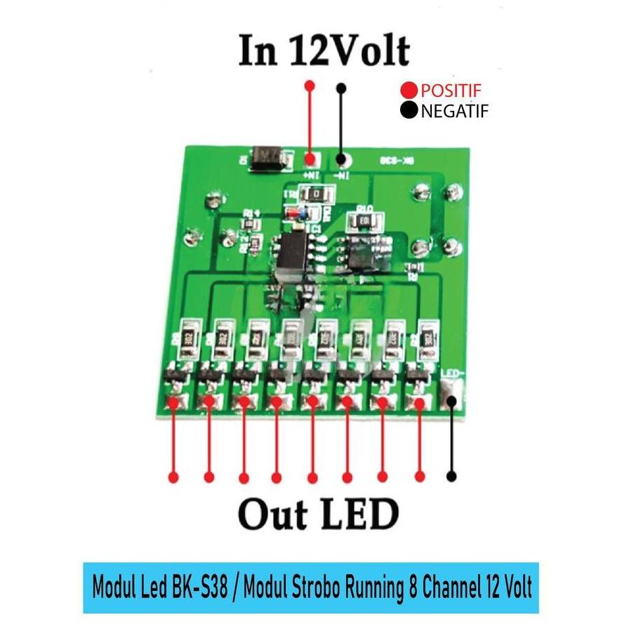LED MODULE 8 CHANNEL 12V DC MODUL 8TR KOMBINASI MOTOR MOBIL LAYANGAN BISA ATUR MODE & KECEPATAN CAHA