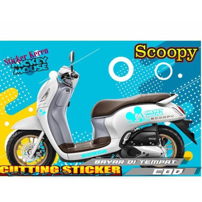 Stiker Scoopy Striping Scoopy Stiker Kartun Mickey Mouse Ngintip Cutting Sticker Motor Motorcycle