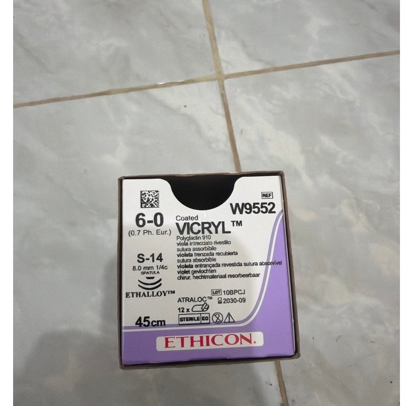 benang Vicryl 6/0 W9552 Spatula Double Jarum Baru per pcs/satuan