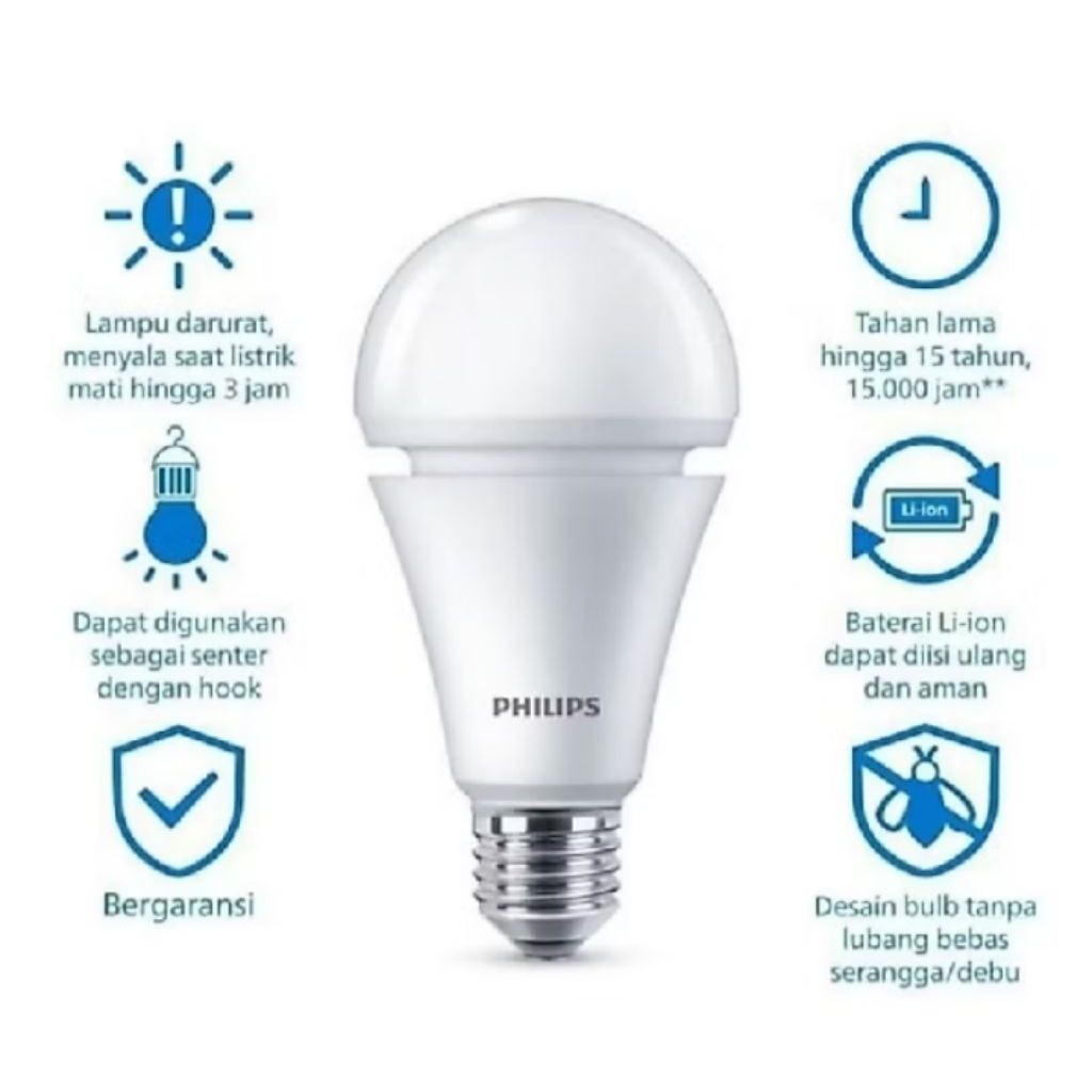 PHILIPS Lampu LED Emergency Rechargeable LED Bulb 13W / Lampu Emergency Philips 13 Watt