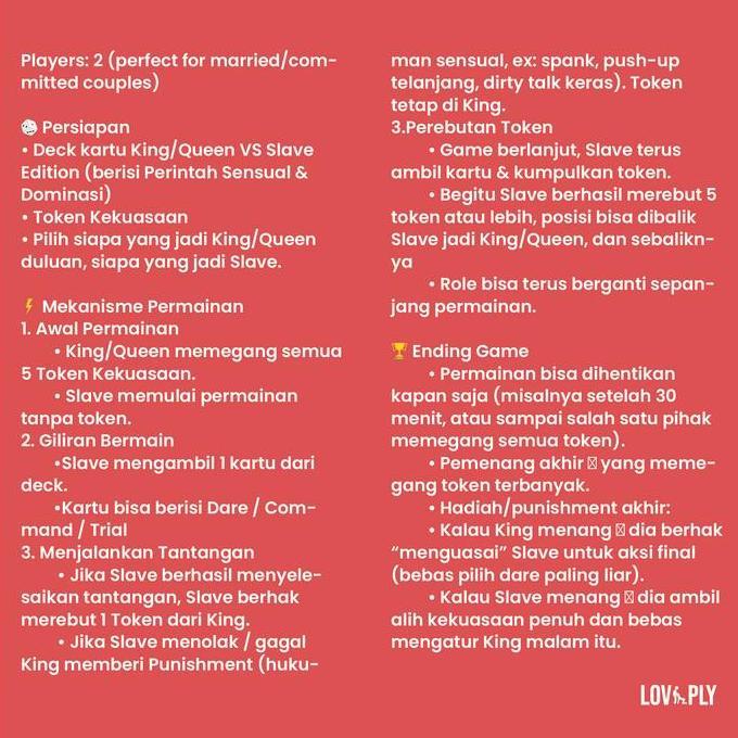 Truth or Dare Pasangan 21+ Game Kartu Suami Istri Dewasa | Lov&Ply Couple Card Game | King & Slave M