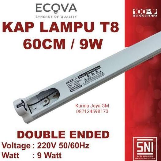 Housing Kap Lampu TL LED ECOVA 60cm 120cm Kap TL T8 LED Double Ended