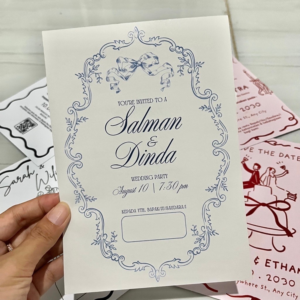 Undangan Simpel Satu Lembar (bolak-balik)/Custom undangan nikah/Undangan Estetik/Undangan Simpel
