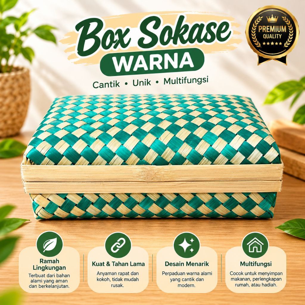 Sokase warna 20x30 sokase batik box sokase besek persegi panjang box hampers siap pakai