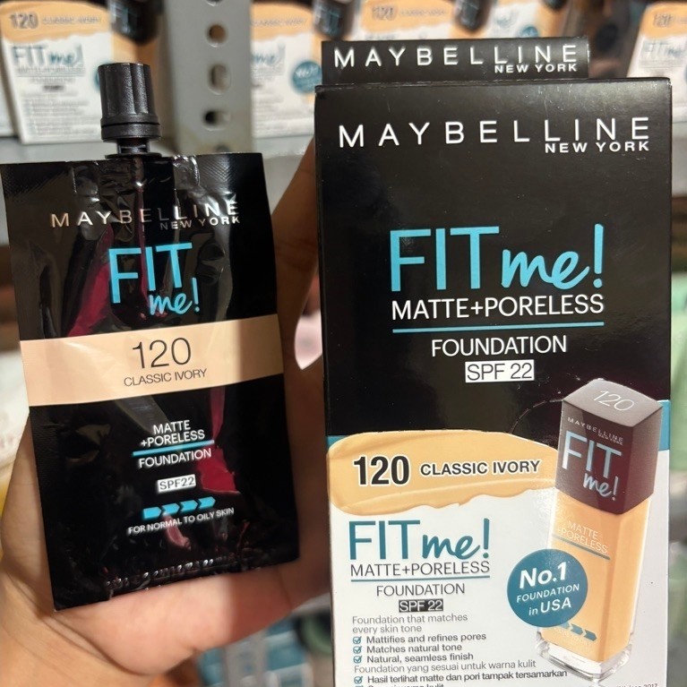 (1pcs) Maybelline Fit Me Foundation Sachet - Matte dan Poreless, 5ml