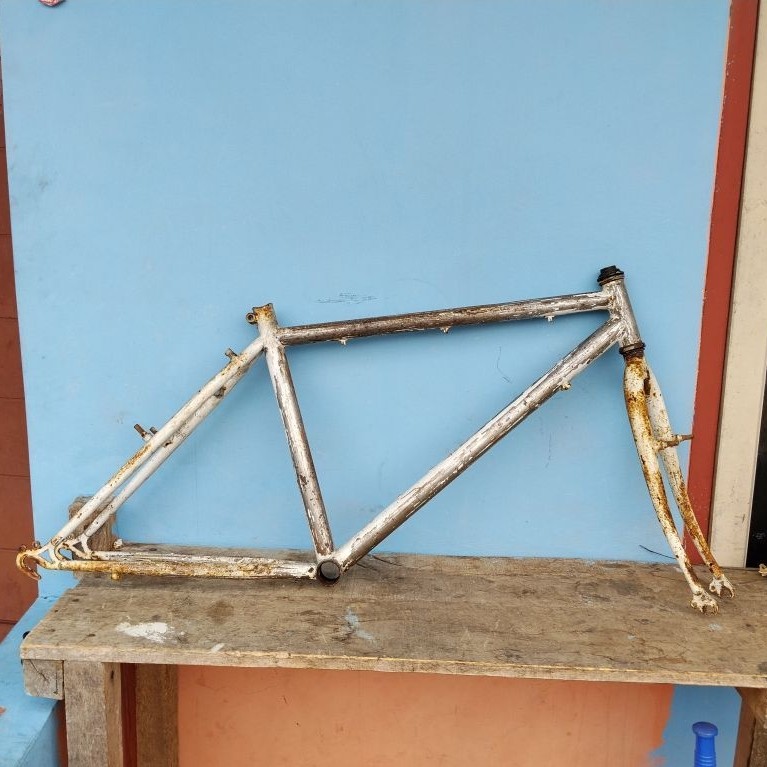 FRAME FORK SEPEDA MTB JADUL 26 SIZE 17" BAHAN BAGUS KALCER VINTAGE MURAH SAJA