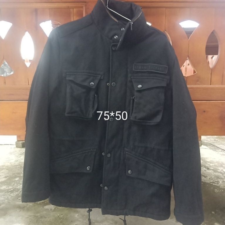 jaket parka wool armani exchange zipper lampo AX