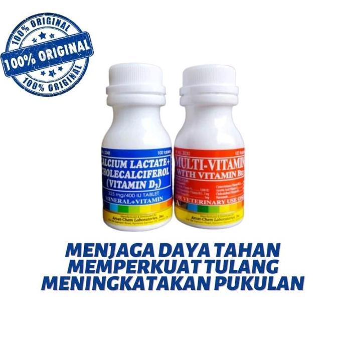 MULTIVITAMIN AYAM & CALCIUM LACTATE OTOT STAMINA AYAM IMPORT KALSIUM