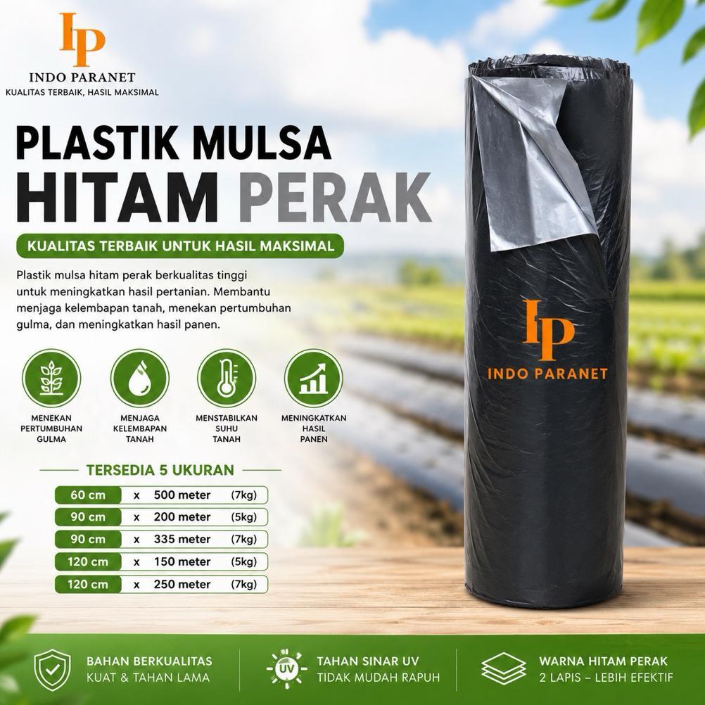 PLASTIK MULSA HITAM PERAK | 60cm 90cm 120cm | 1 ROLL TANAM CABAI MELON TOMAT DISKON