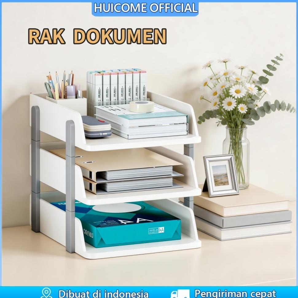 [ JUBI ] Huicome Rak Dokumen Meja Rak Susun Rak Dokumen Kertas File Sebaguna Rak Dokumen Meja Organi