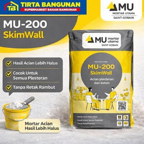 ZECI_GUMILAR51 - MU-WEBER MU 200 SKIM WALL MORTAR SEMEN INSTAN ACIAN PLESTERAN DAN BETON 20 KG MERAH